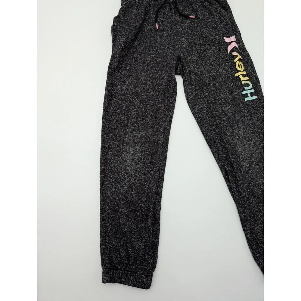 Hurley Kids Joggers Sweatpants Size M 10 12 Yrs Charcoal Rainbow Logo Activewear